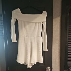 Fashion Nova Off-Shoulder White Romper